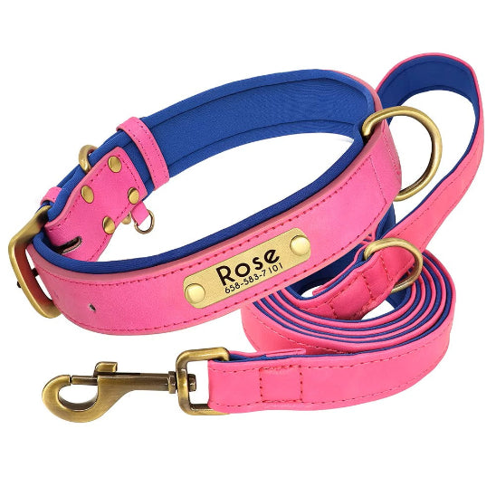 Collier Chien personnalisé prenom rose