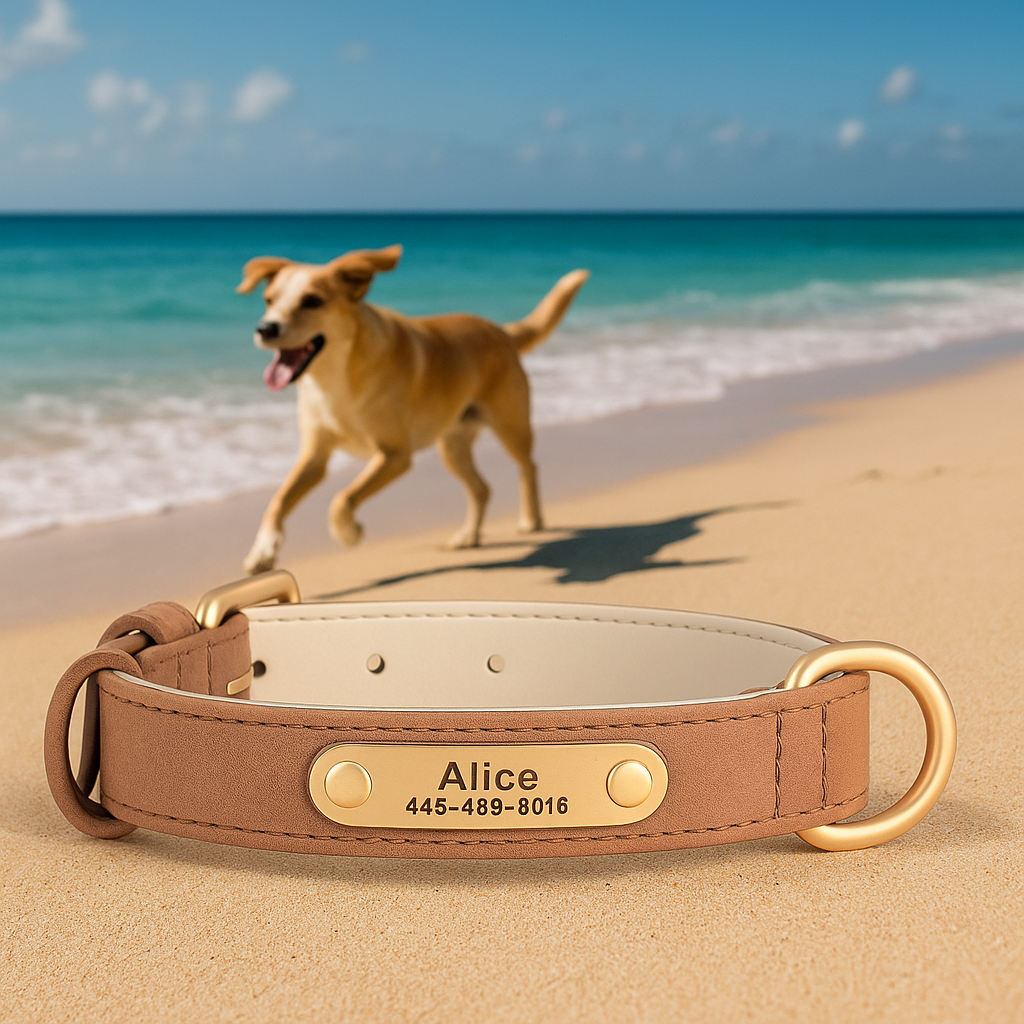 collier cuir chien personnalisable leger
