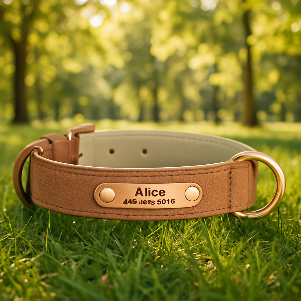 collier cuir chien personnalisable marron