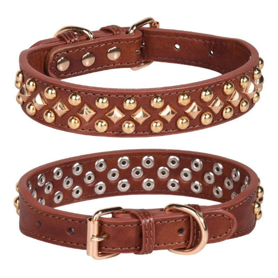 Collier cuir Chien marron
