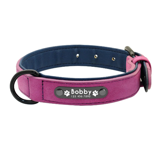 collier prenom pour chien personnalisé en velours doux idéal pour les chiens à peau sensible