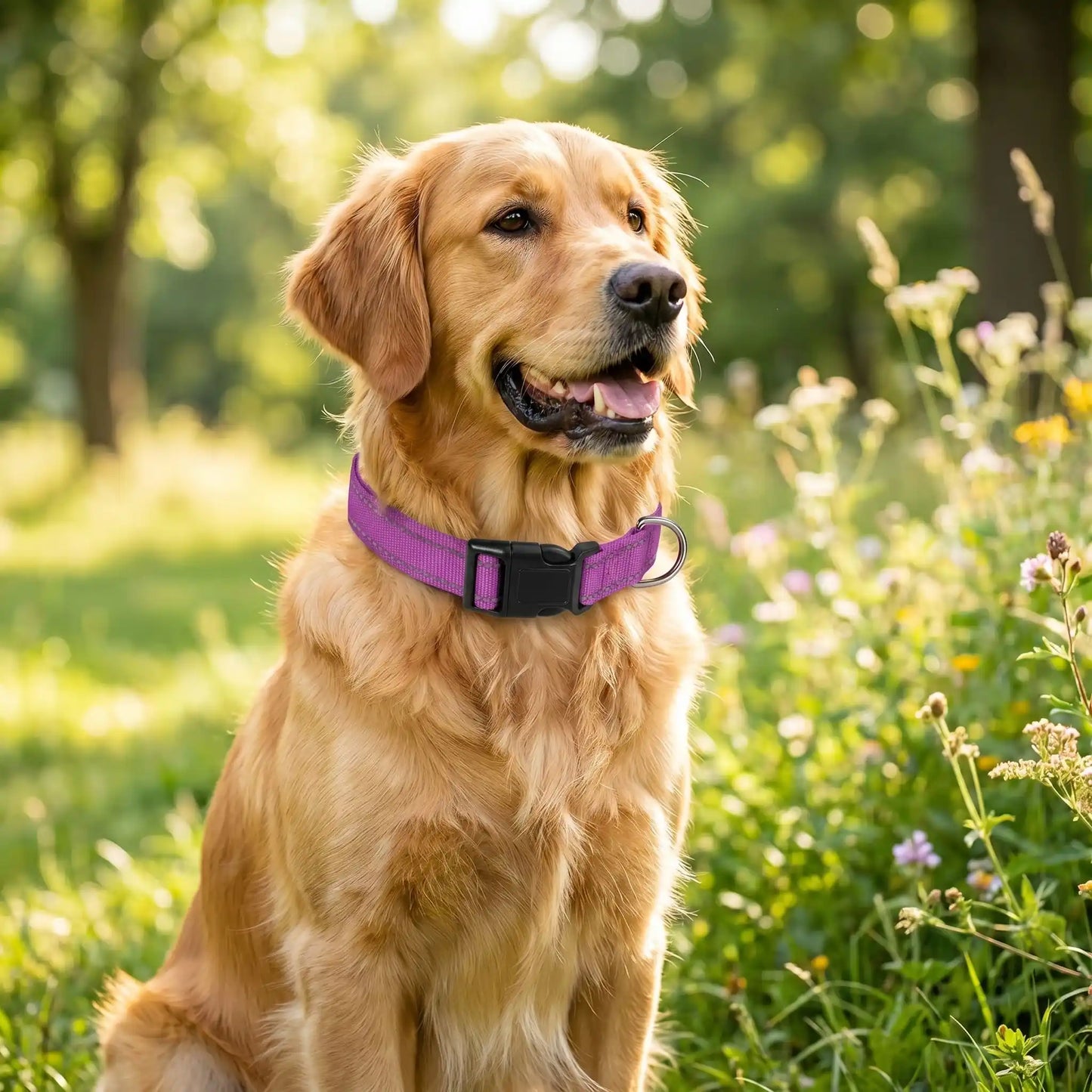 collier réfléchissant chien rose