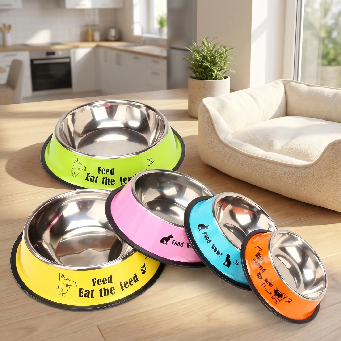 gamelle chien inox Jaune qui convient à toutes les races canines