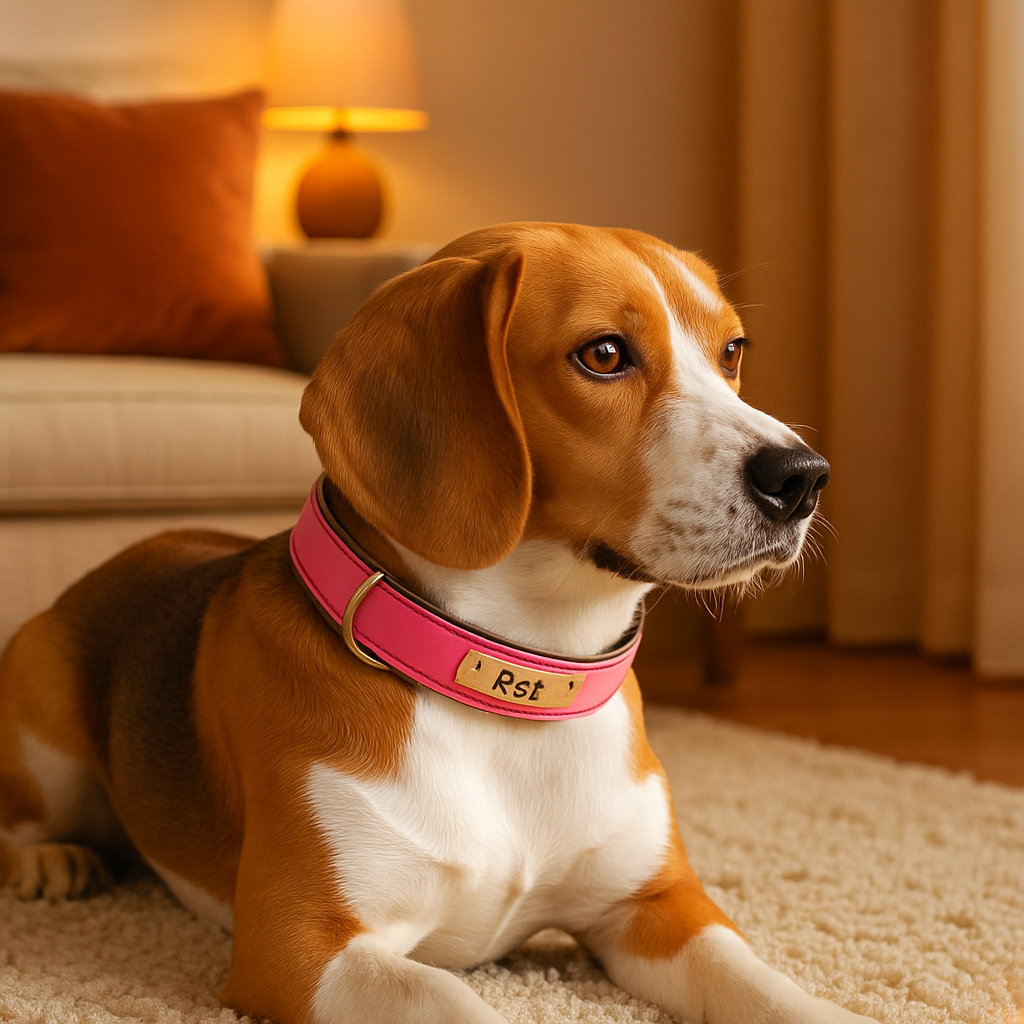 Collier Chien personnalisé prenom rose