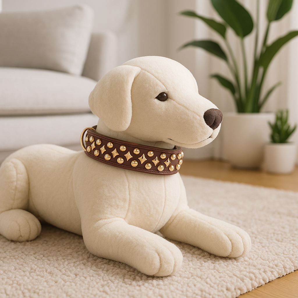 Collier cuir Chien marron