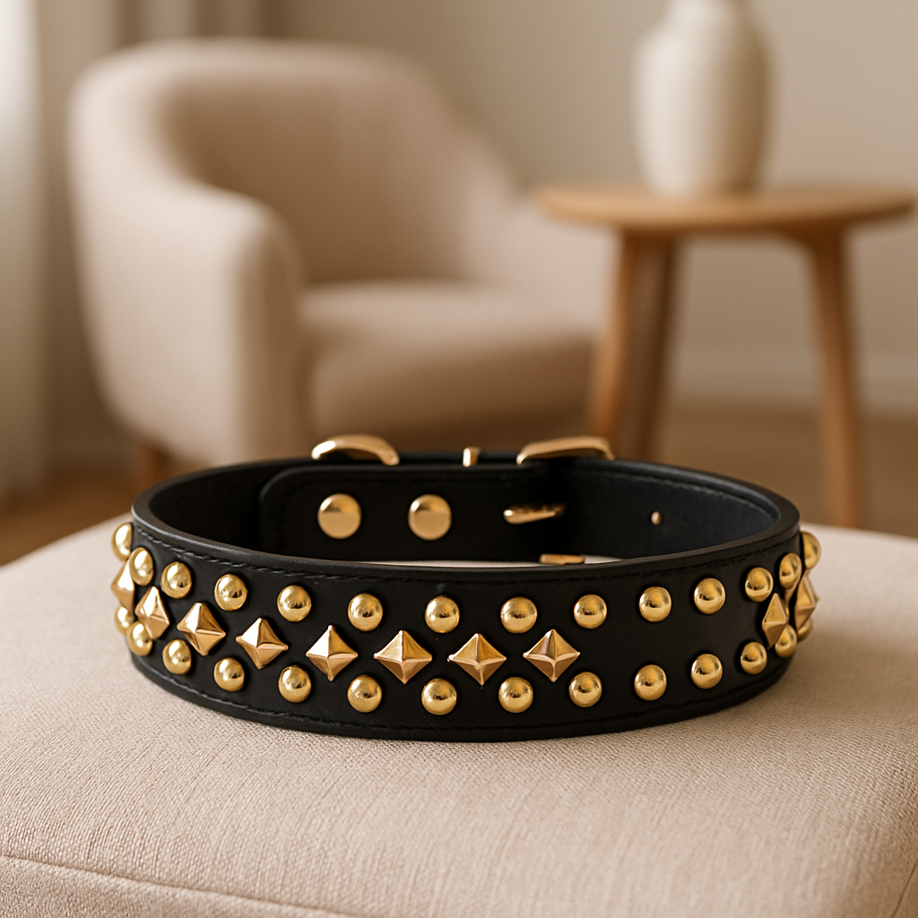Collier cuir Chien noir