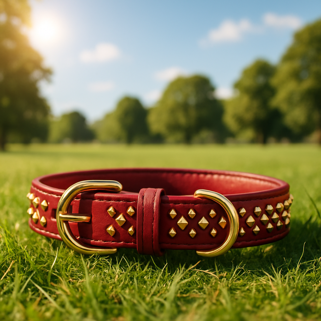 Collier cuir Chien rouge