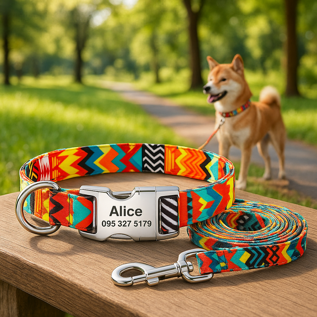 Collier Chien personnalisé orange