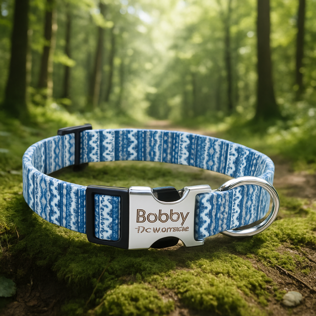 Collier Chien personnalisé bleu