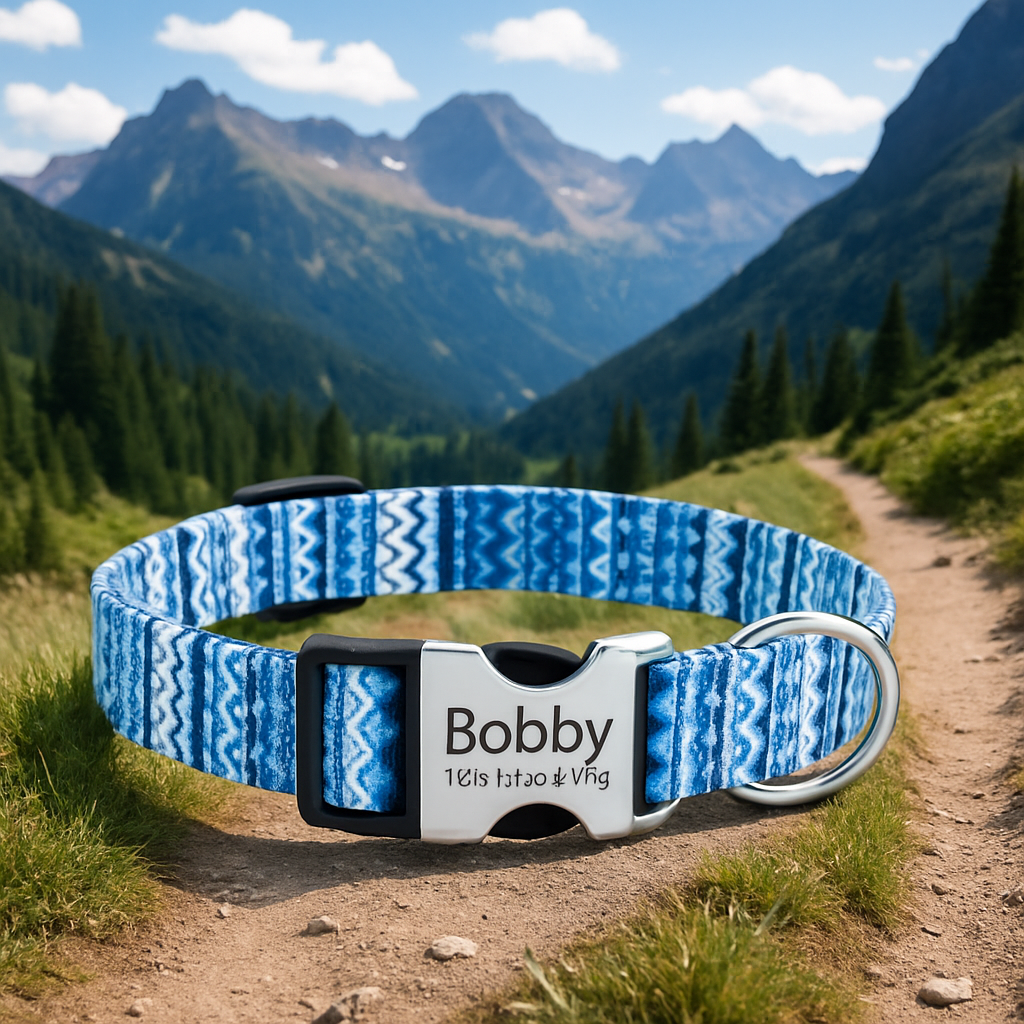 Collier Chien personnalisé bleu