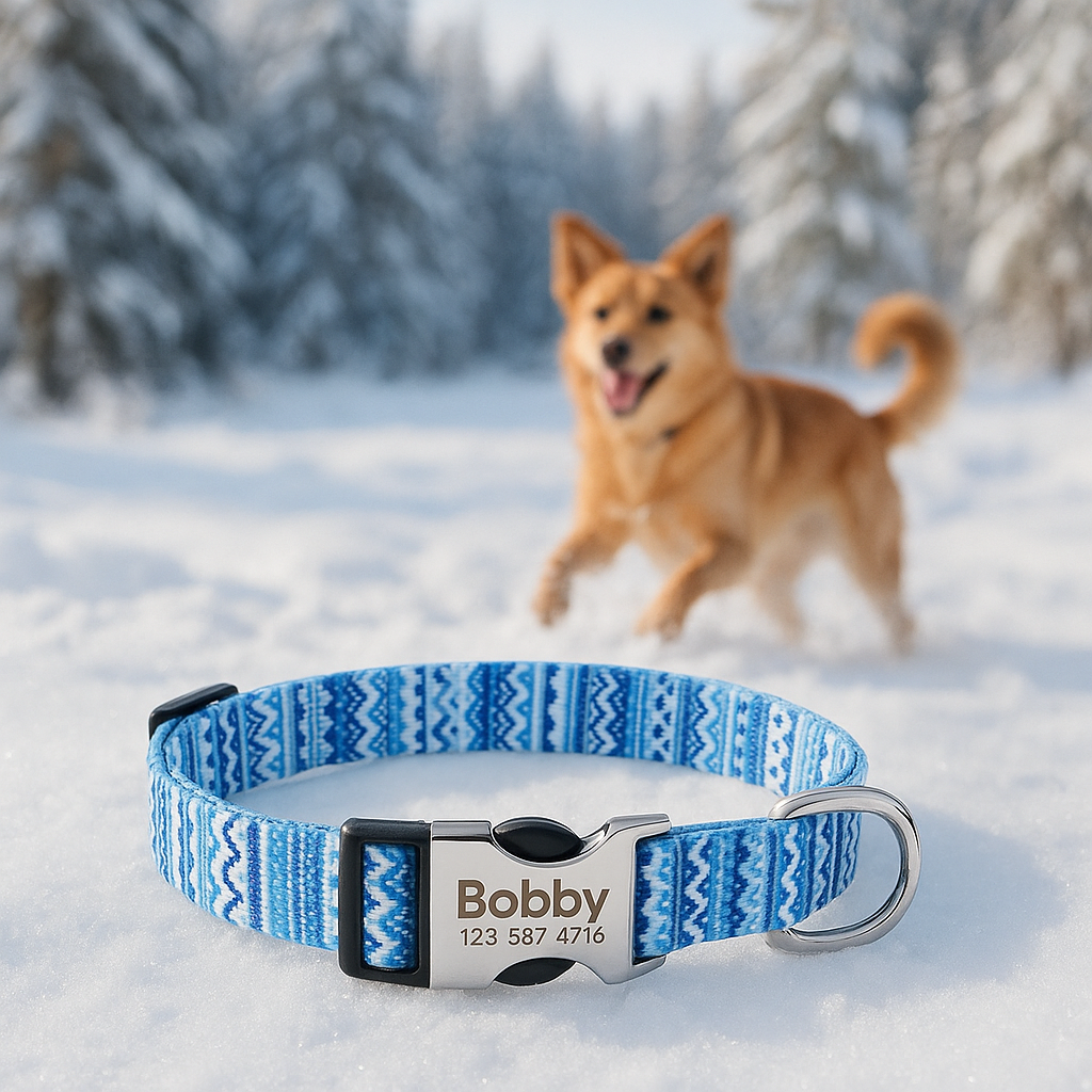 Collier Chien personnalisé bleu