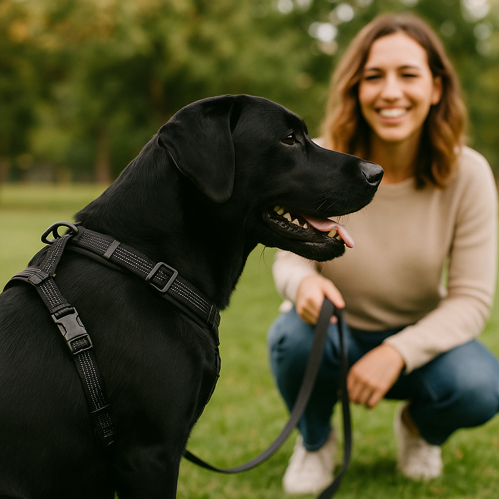 harnais anti traction true love confortable sur un labrador