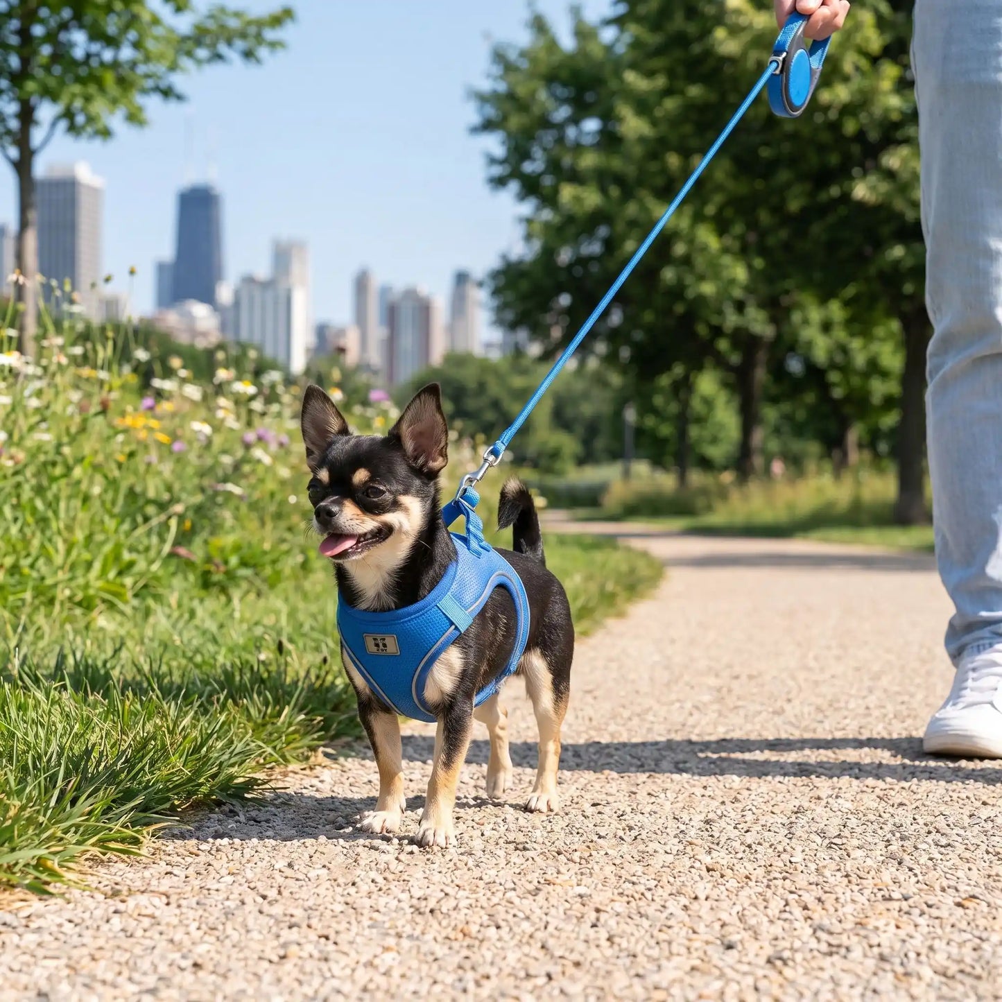 harnais pour chihuahua xxs bleu