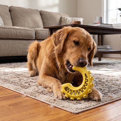 Jouet indestructible pour Chien qui permet au chien de saisir facilement le jouet avec la gueule ou les pattes