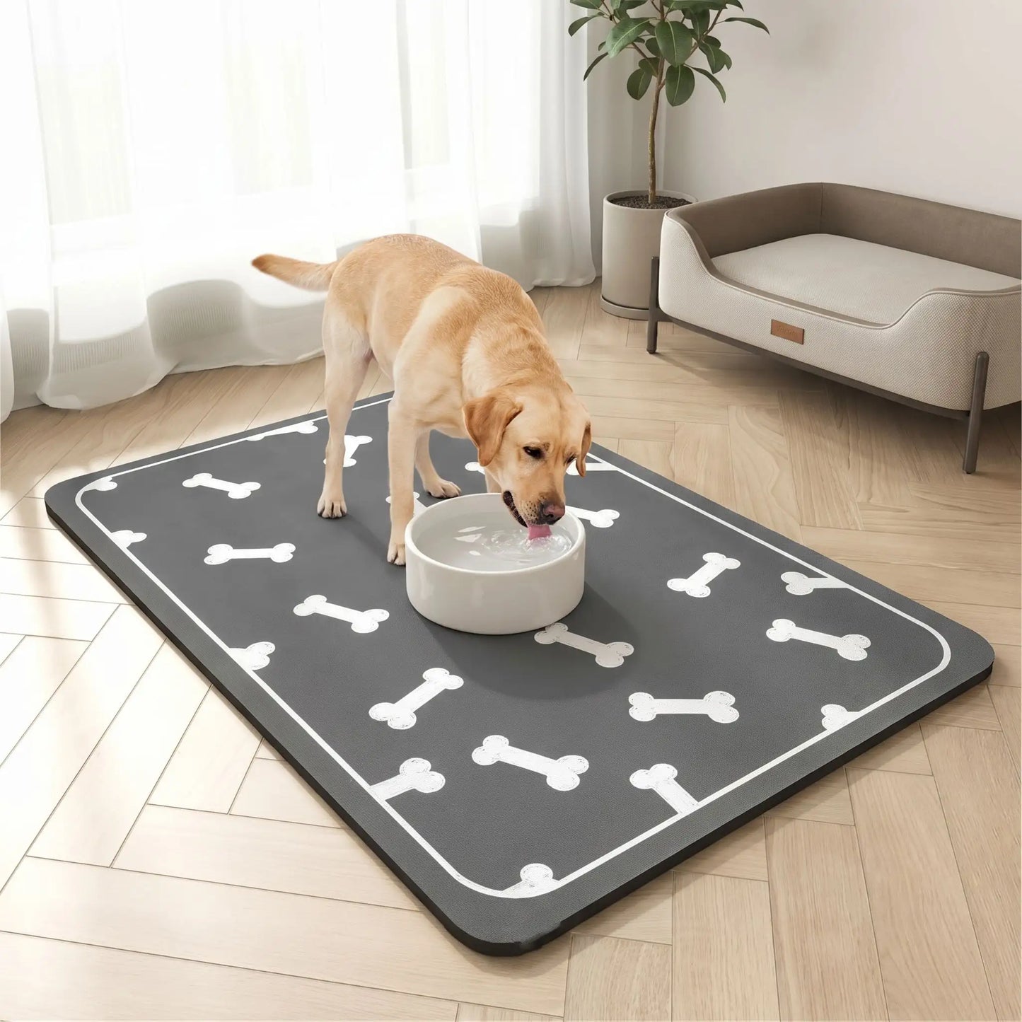 tapis chien gamelle facile à nettoyer