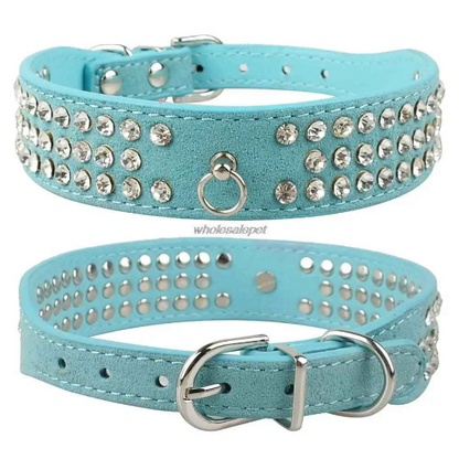 Collier cuir chien cristal