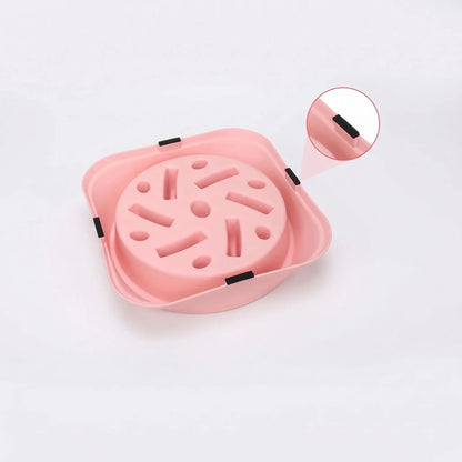 Gamelle anti-glouton pour chien rose avec base antidérapante