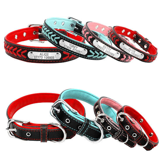 Collier chien personnalisé en cuir tressé confortable