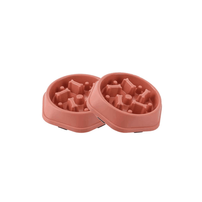 Gamelle anti-glouton pour chien rose avec reliefs intérieurs pour ralentir les repas