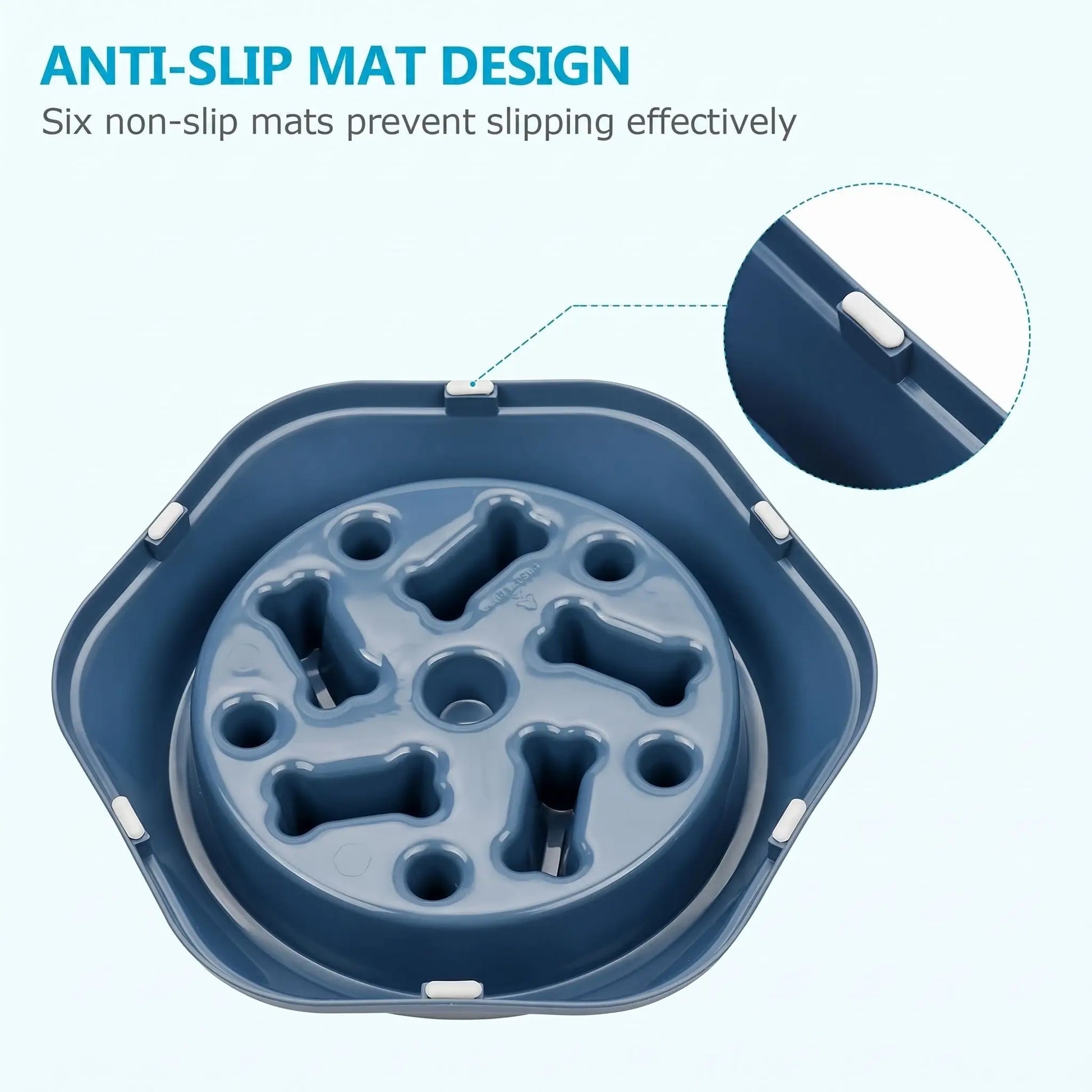 Gamelle anti glouton chien bleu avec base antiderapante