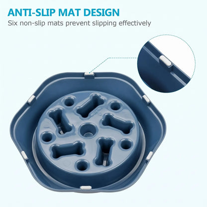 Gamelle anti glouton chien bleu avec base antiderapante