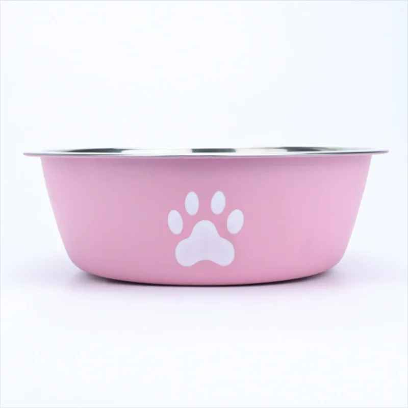 Gamelle chien inox antidérapante en acier inoxydable rose