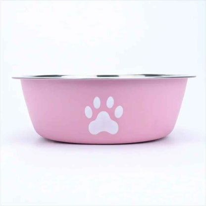 Gamelle chien inox antidérapante en acier inoxydable rose