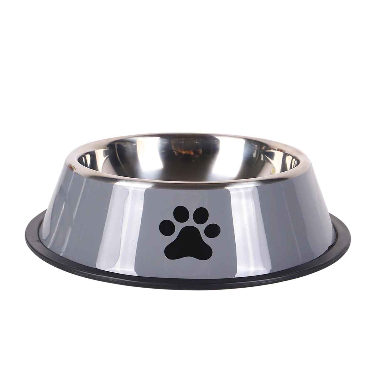 Gamelle en acier inoxydable pour alimentation du chien gris
