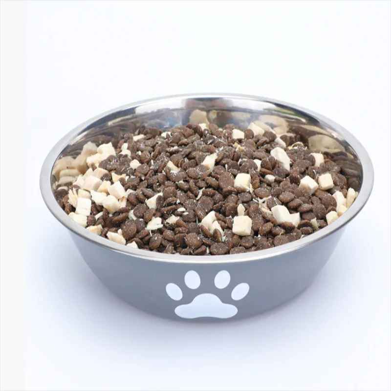 Gamelle en acier inoxydable pour eau et croquettes.
