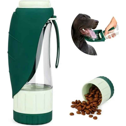 Gourde avec Gamelle pour Chien : gourde avec compartiment croquettes - Excursion Chien