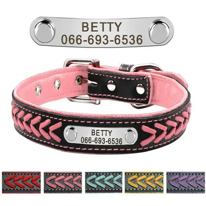 Collier chien personnalisé en cuir tressé