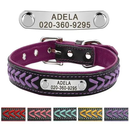 Collier chien personnalisé en cuir tressé
