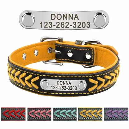 Collier chien personnalisé en cuir tressé