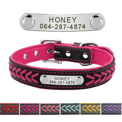 Collier chien personnalisé en cuir tressé