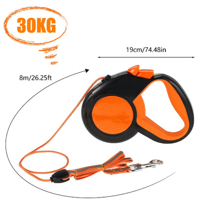 Laisse chien extensible 8 mètres de long orange