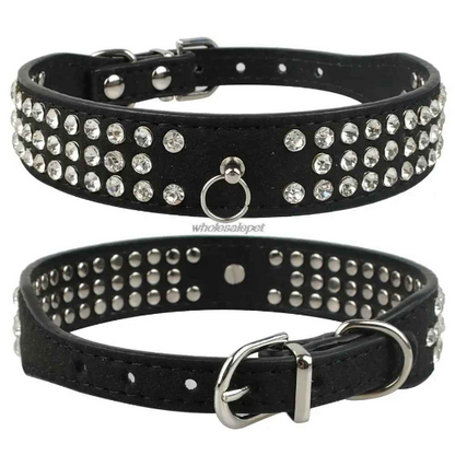 Collier cuir chien cristal