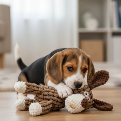 Peluche Chien en velours côtelé ultra-doux qui apaise