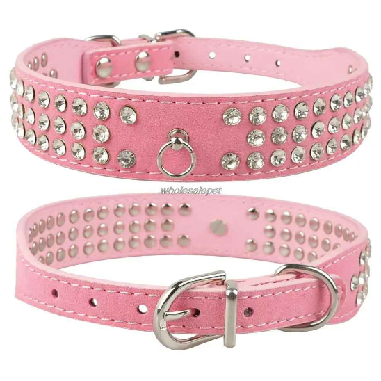 Collier cuir chien cristal