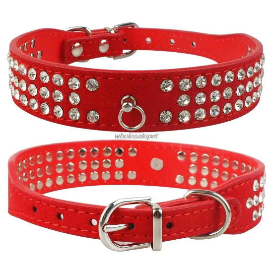 Collier cuir chien cristal