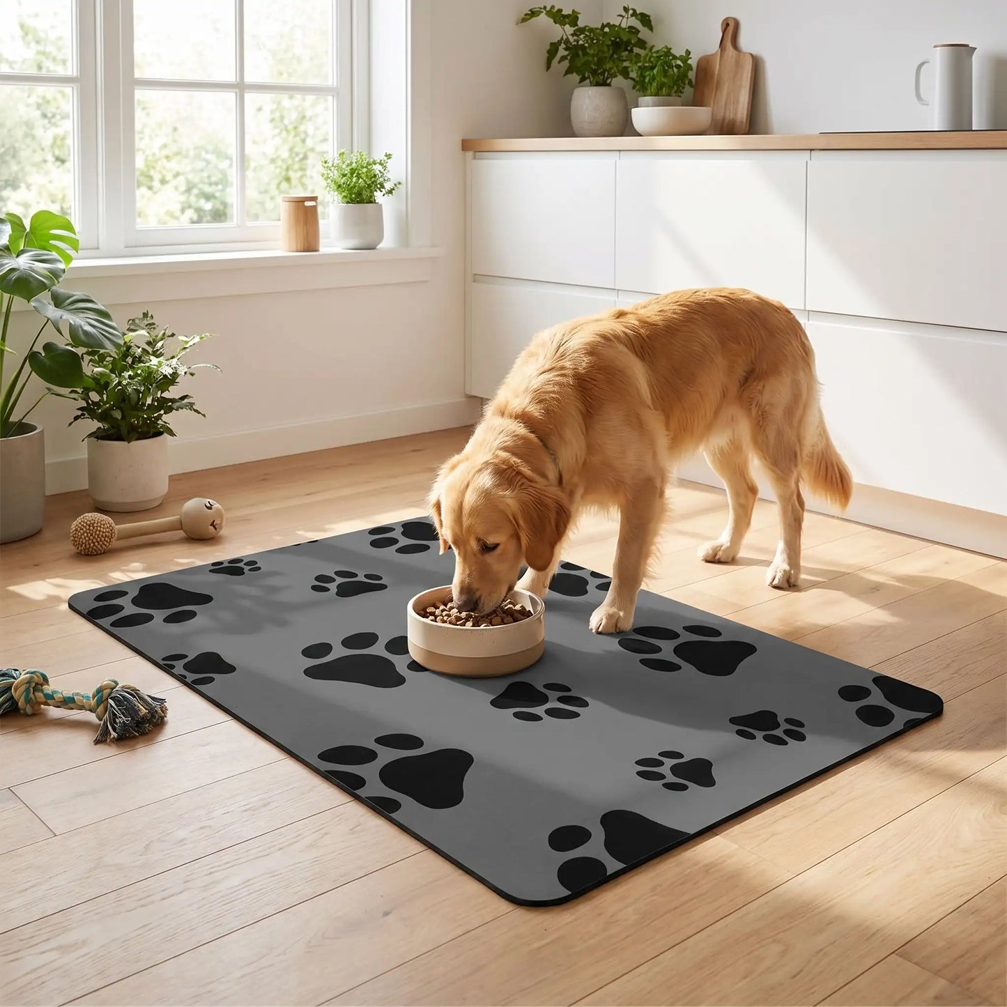 Tapis chien gamelle antidérapant confortable