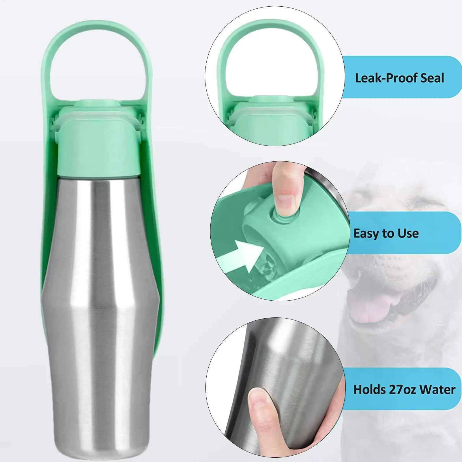 Gourde Randonnée Chien 750 ml en Acier Inoxydable - Excursion Chien