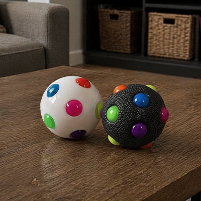 Balle pour Chien à éclairage LED multicolore qui diffuse plusieurs teintes simultanément créant un effet visuel attractif même en faible luminosité