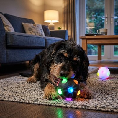 Balle pour Chien avec Boutons texturés en relief qui offrent une prise facile en gueule et favorisent le massage des gencives