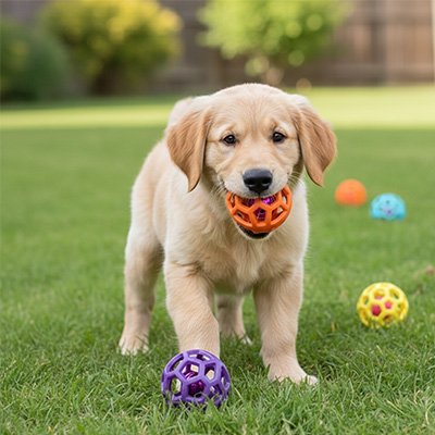 Balle pour chien qui nettoie naturellement les dents du chien