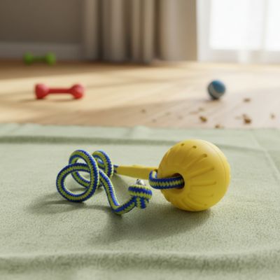 balle chien caoutchouc | Ultra - résistante avec corde - Excursion Chien