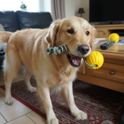 balle chien caoutchouc | Ultra - résistante avec corde - Excursion Chien