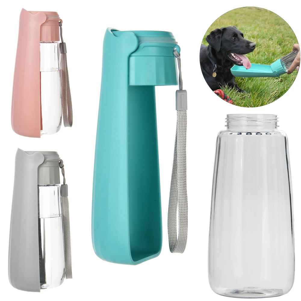 Bouteille d'eau portable pour chien avec abreuvoir intégré