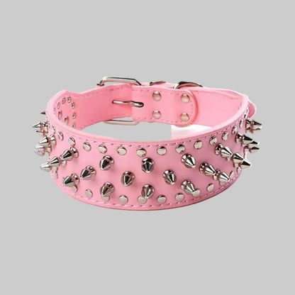 collier chien a clou rose