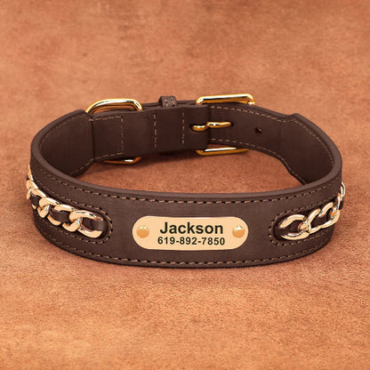 collier-chien-cuir-marron-avec-tresse-dore