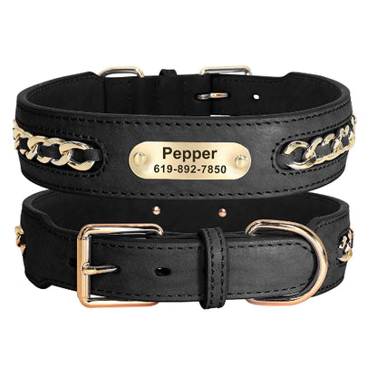 collier chien cuir noir fabriqué avec un cuir premium soigneusement sélectionné